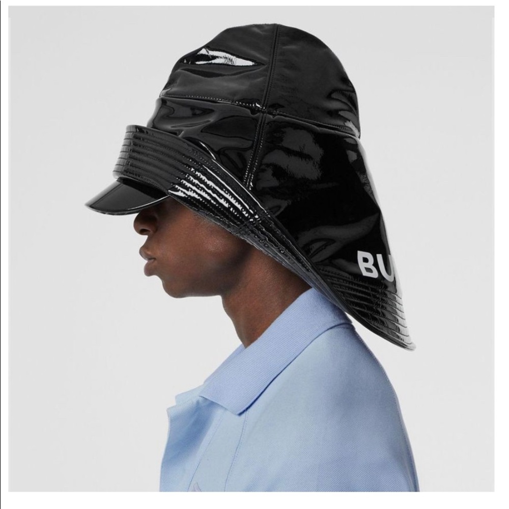 Authentic $690 Burberry Vinyl Printed Rain Hat